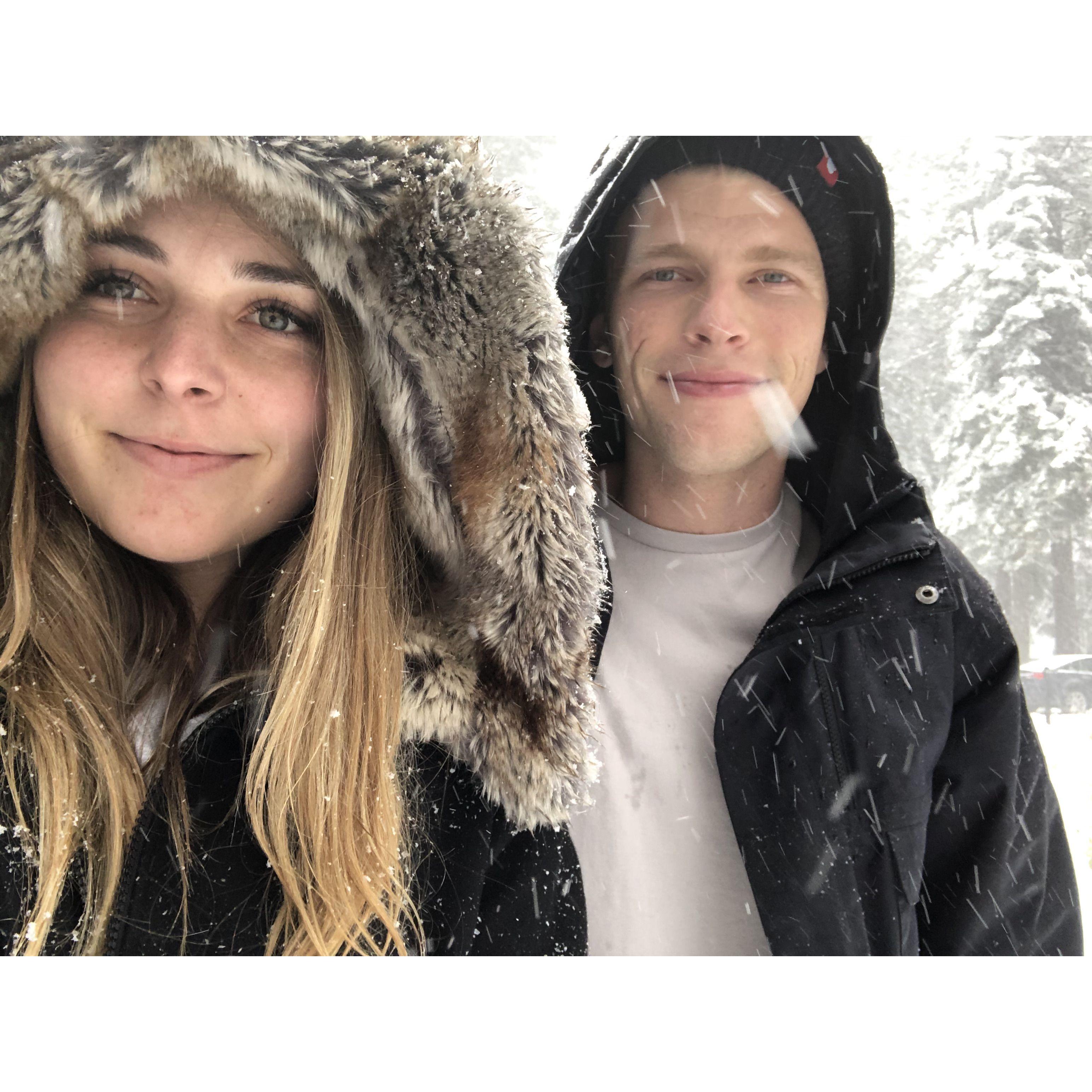 Decided to quarantine up in Big Bear, CA. Carissa told Dane that she is going to marry him one day on this trip, look at us now! - March 2020