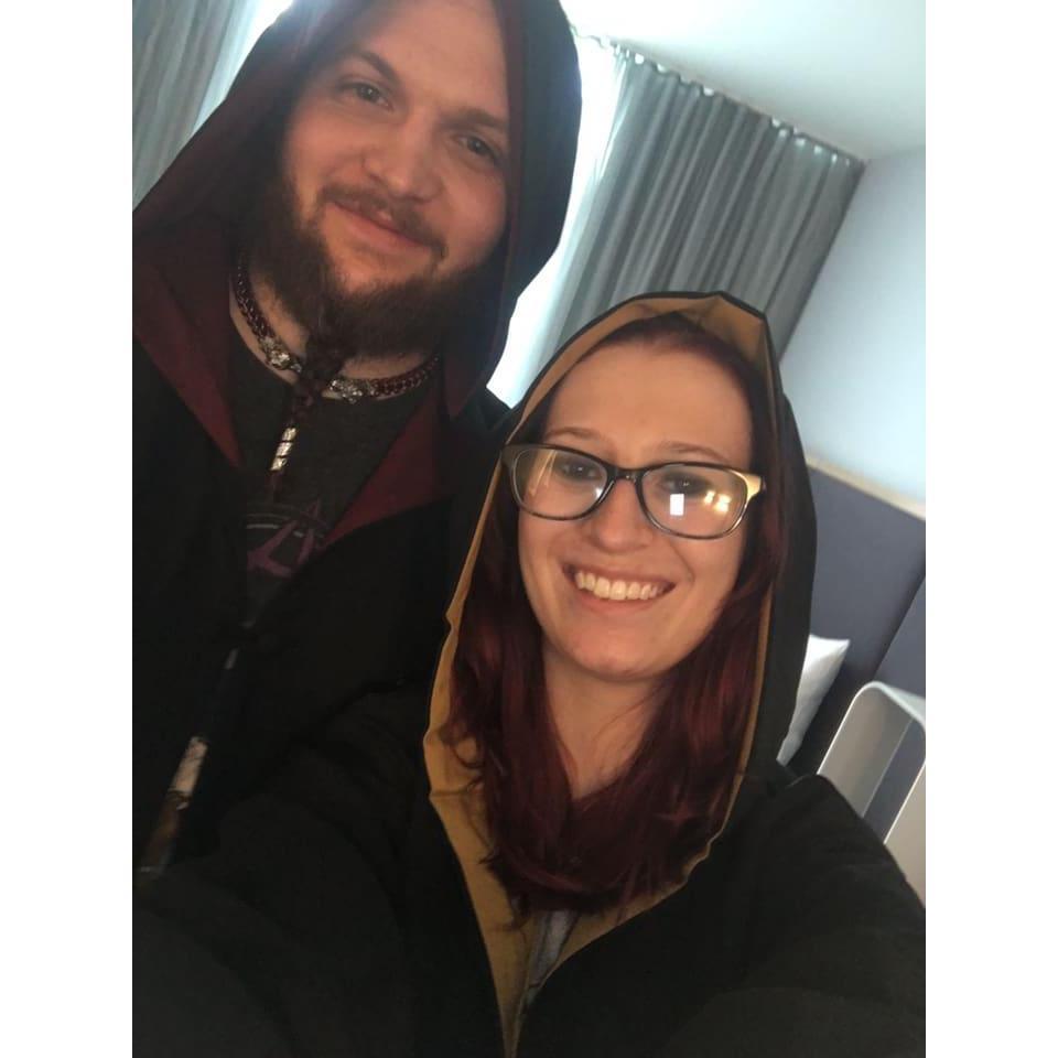 Zechary surprised me with house robes on our first day at Universal! I was so excited!! He also got me a wand too!