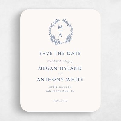 Beige Rounded Wedding Save the Date - Pasqual Portrait