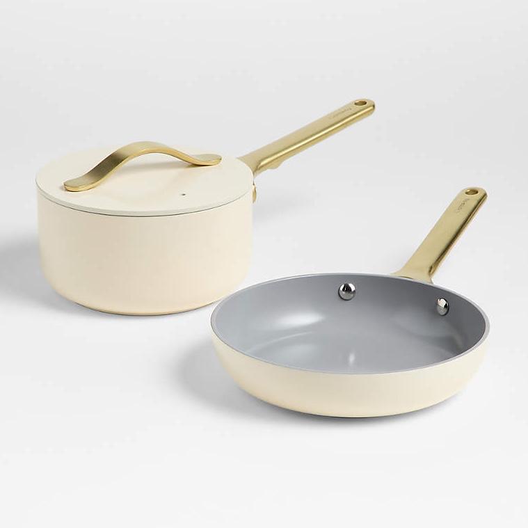 Caraway ® Cream Mini Cookware Duo with Gold Hardware