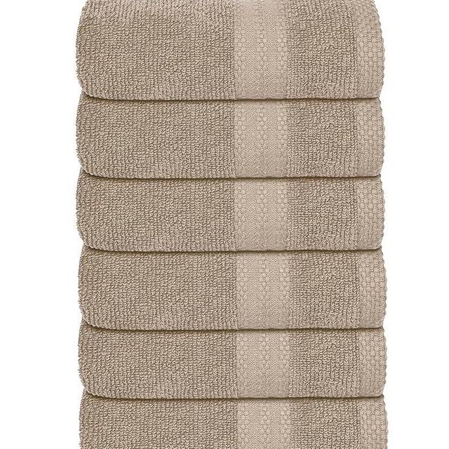 GLAMBURG Ultra Soft 6-Piece Hand Towel Set 16x28-100% Ringspun Cotton - Durable & Highly Absorbent Hand Towels - Ideal for use in Bathroom, Kitchen, Gym, Spa & General Cleaning - Tan