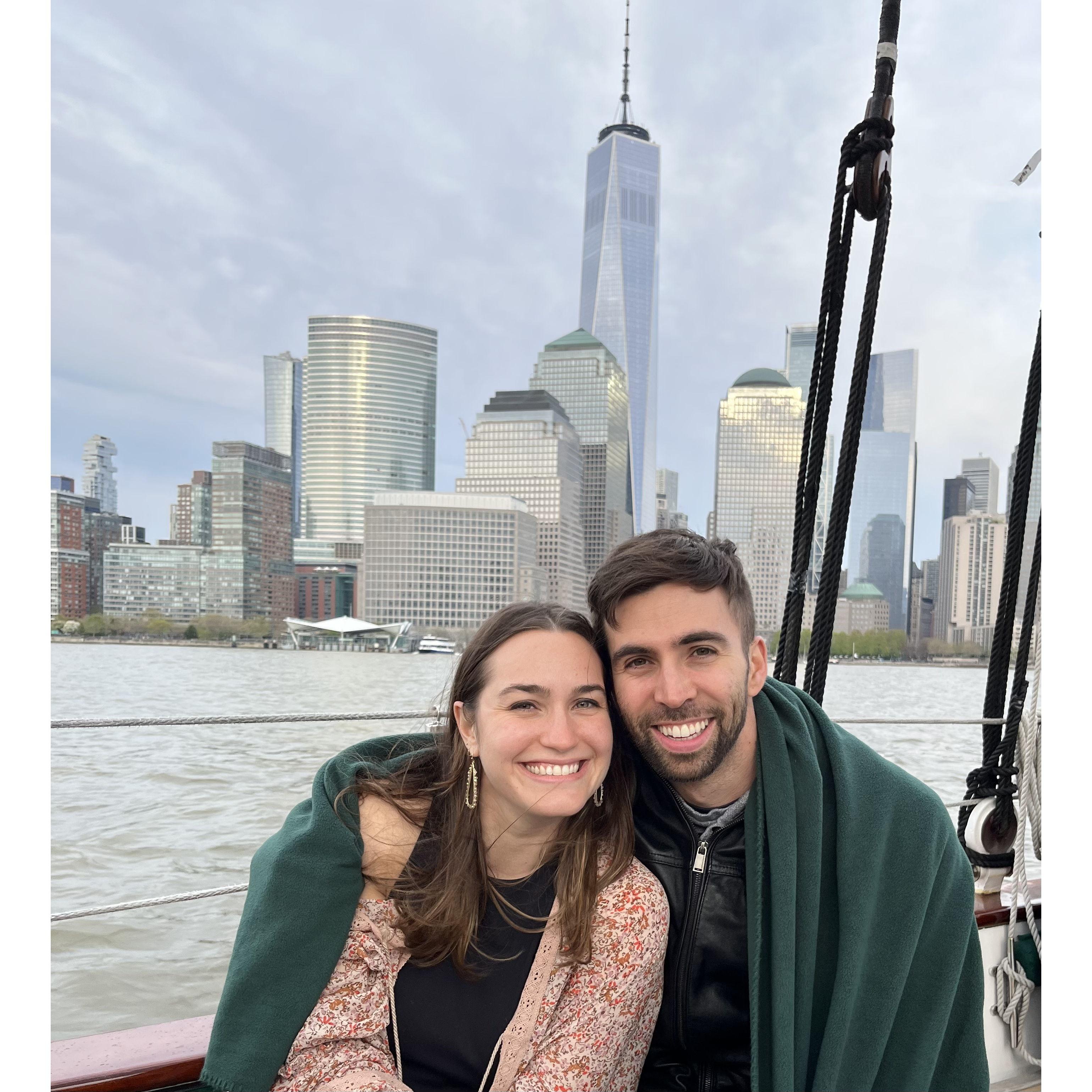 At a friend's birthday touring NYC by boat!