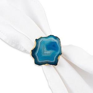 Kassatex - Blue Agate Napkin Rings (Set of 4)