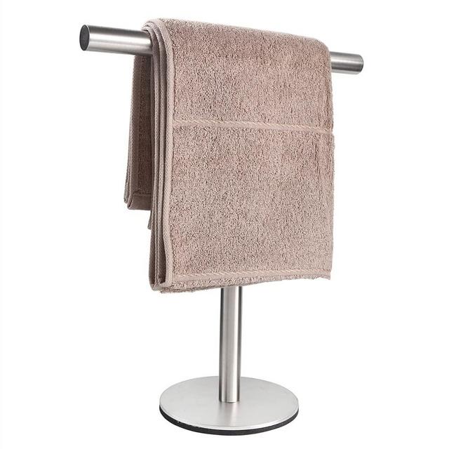 Bath Hand Towel Holder Standing, T-Shape Towel Bar Rack Stand, SUS304 Stainless Steel Brushed Finish,Tower Bar for Bathroom Kitchen Vanity Countertop