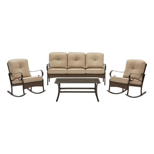 Garden Treasures Arbington 4-Piece Steel Frame Patio Conversation Set with Cushions
