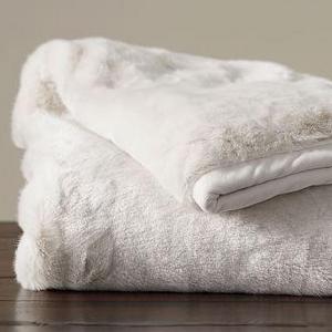 Faux Fur Alpaca Throw, 60 x 80", Ivory
