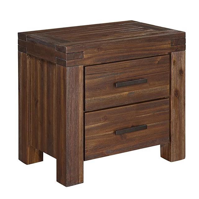 Modus Furniture Solid Wood Nightstand, 2-Drawer, Meadow - Brick Brown