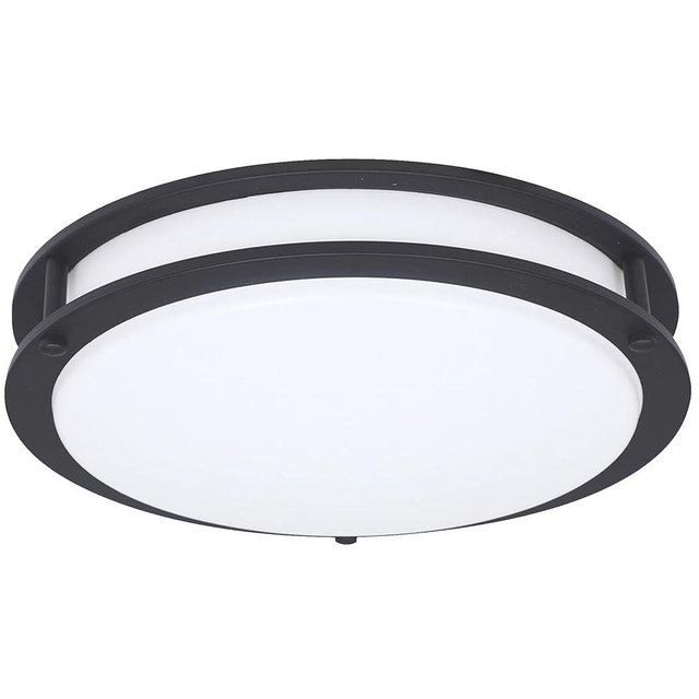 Designers Fountain Flush Mount Ceiling Light, 14 Inch Round LED DC Lighting Fixture Kitchen, Bedroom, Bathroom, and Hallway, Dimmable, 1400 Lumens, 3000K/4000K/5000K, Matte Black, EV1414C3C-43