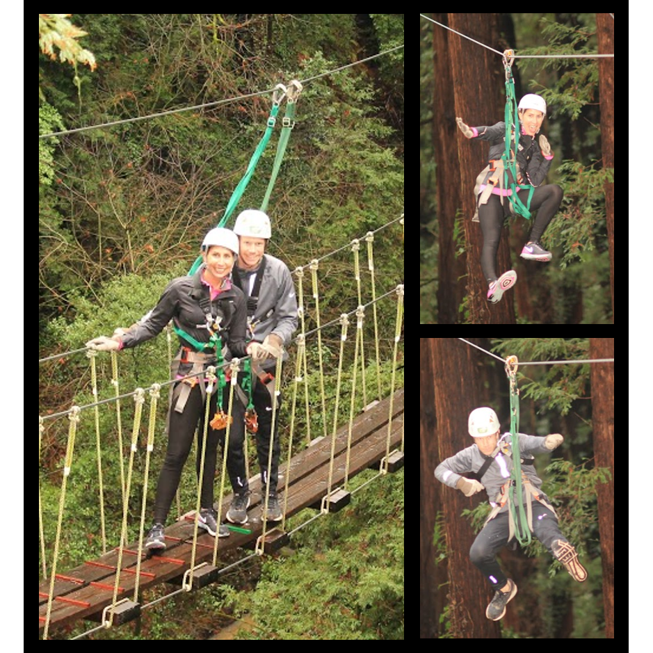 Zip-lining in the CA redwoods! Flying by the seat of our pants, as usual...