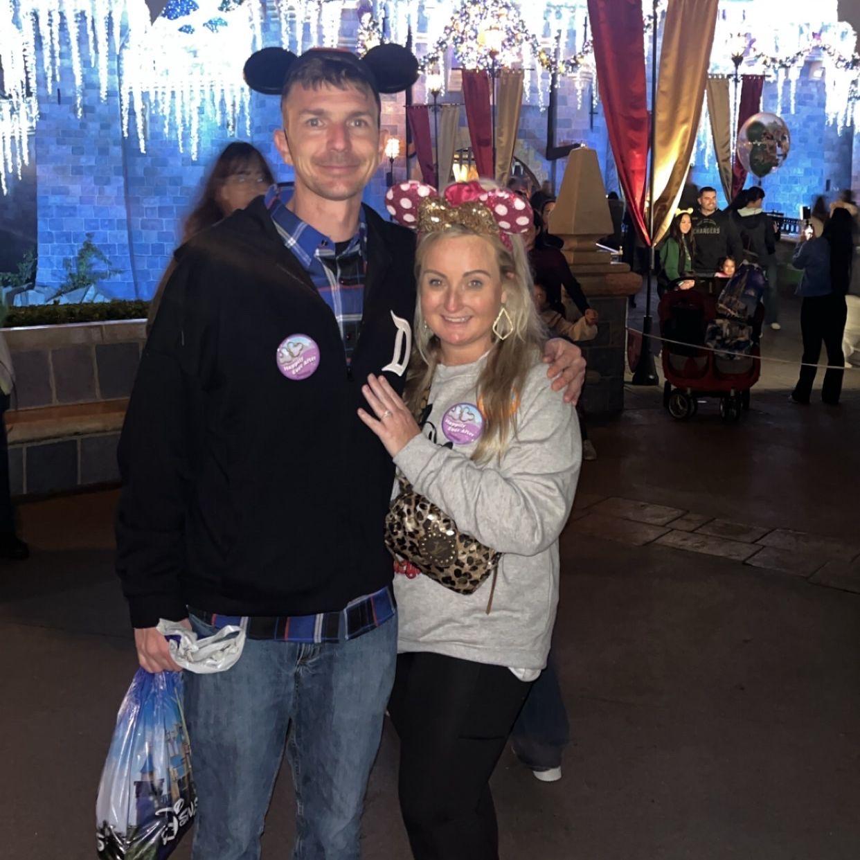 Our picture in front of the castle as newly engaged! Disneyland was magical!