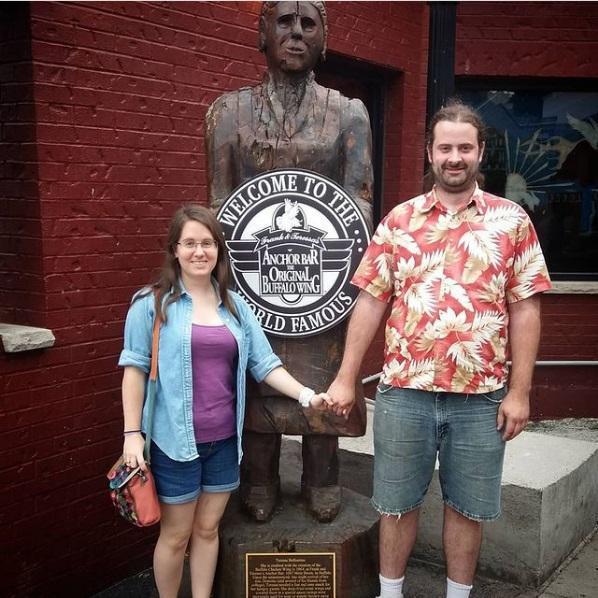 While we were near Buffalo, we absolutely had to stop in and get some wings at the Anchor Bar. Our smiles would've been wider, but we were already passing into a happy food coma, haha!