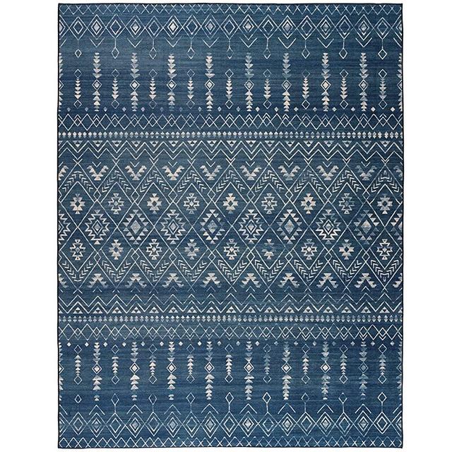 ReaLife Machine Washable Rug - Stain Resistant, Non-Shed - Eco-Friendly, Non-Slip, Family & Pet Friendly - Made from Premium Recycled Fibers - Moroccan - Blue, 5' x 7'