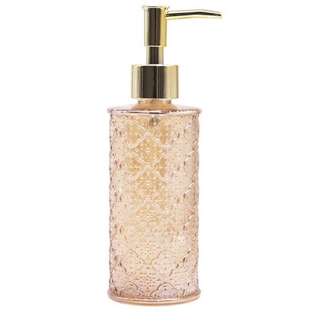 YunNasi Liquid Soap Dispenser Glass Soap Dispenser Made of Glass for Dish Detergent Shampoo Lotion Bathroom Countertop Kitchen Laundry Room (Gold)