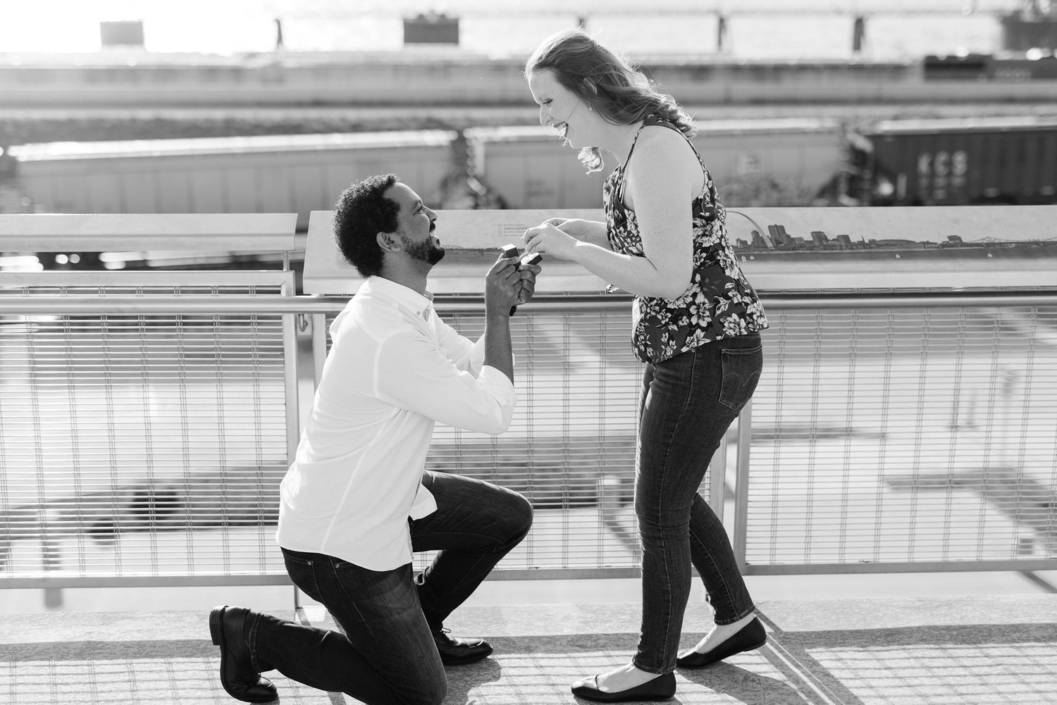 Surprising Abby with a new ring during their engagement photos