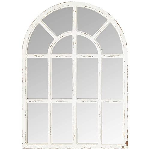 Stone & Beam Vintage Farmhouse Wooden Arched Mantel Mirror, 36.25"H, Whitewash