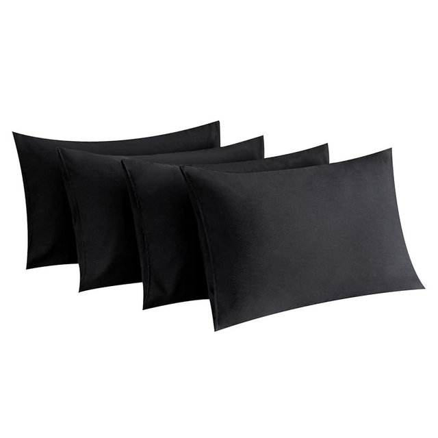 MINIPANDA Black Pillow Cases Set of 4 Queen Size - Super Soft, Smooth and Breathable Pillow Cases Queen- Envelope Design - Machine Washable Lightweight (20X30 Inches (4 Piece))
