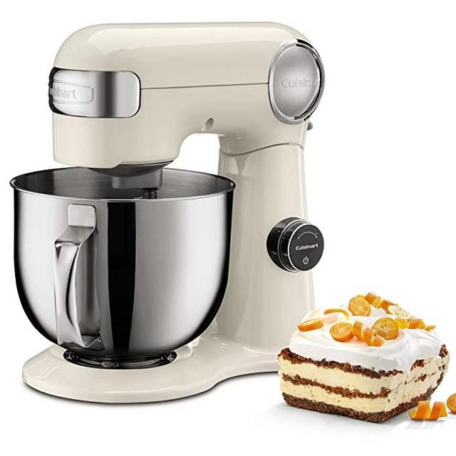 Cuisinart SMD-50CRM Precision Pro 5.5-Quart Digital Stand Mixer with 12-Speeds, 3 Preprogrammed Food Prep Settings, Mixing Bowl, Chef's Whisk, Flat Mixing Paddle, Dough Hook, and Splash Guard, Cream