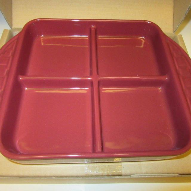 Longaberger 8 X 8 Divided Serving Tray Paprika Pottery
