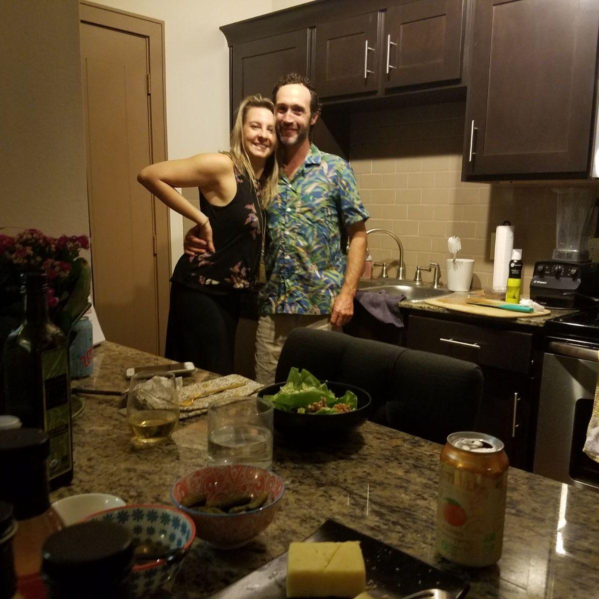 Dinner at Beth's apartment after we first started dating. 