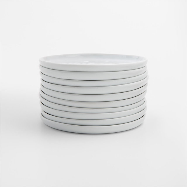 Mercer White Round Porcelain Appetizer Plates, Set of 10
