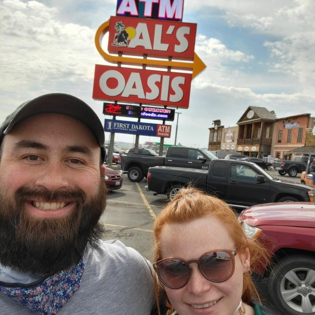 A quick stop for a bison burger at one of Grandpa Janke's favorite places, Al's Oasis in Oacoma, SD.