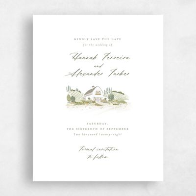 White Rustic Wedding Save the Date - Sable Portrait