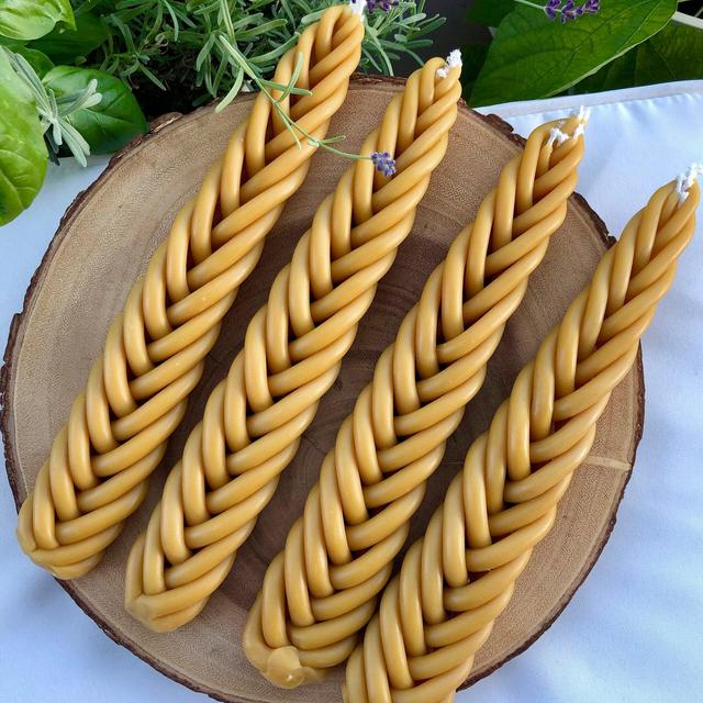 7-Wick Natural Beeswax Havdalah Candle (with or without herbs)
