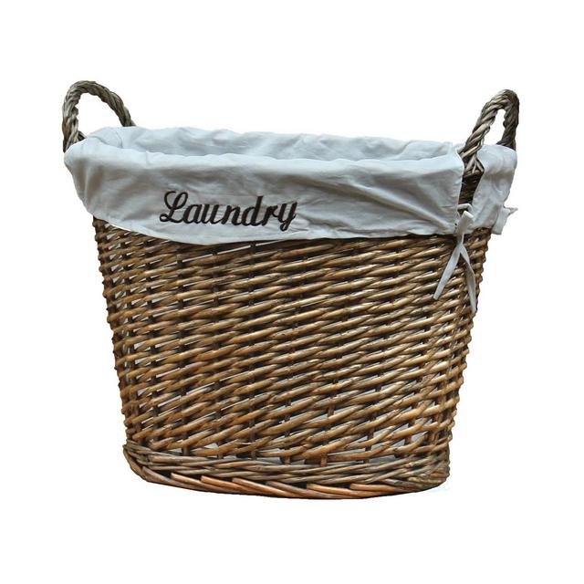Vintiquewise Wicker Laundry Basket with Liner