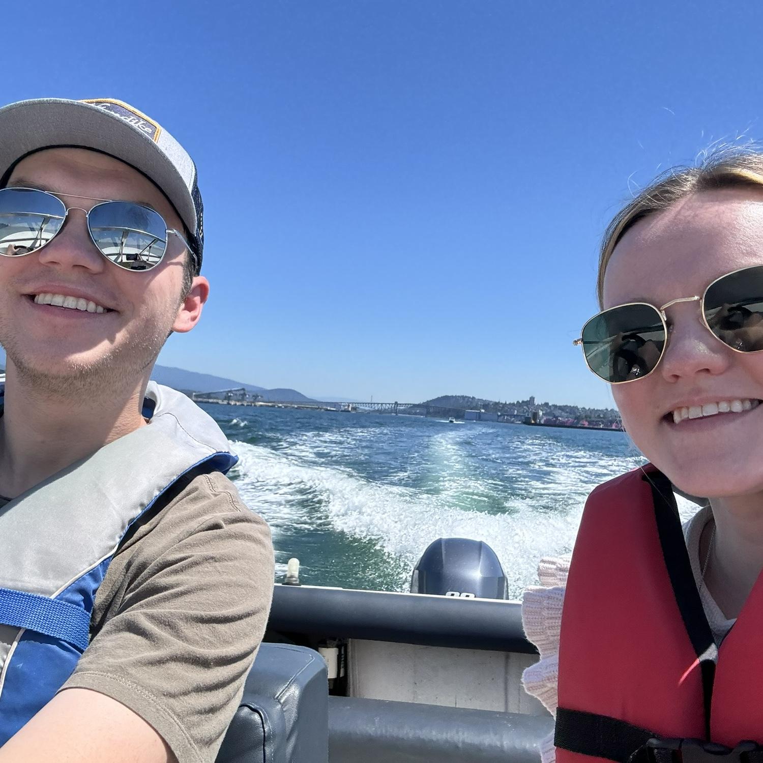 The most terrifying boat ride in Vancouver Harbor. Sarah will never let Justin drive a boat ever again. July 2024.