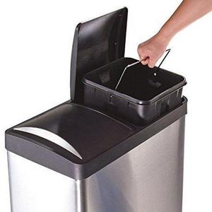 Step N Sort - The Step N' Sort 16 Gal. 2-Compartment Stainless Steel Trash and Recycling Bin