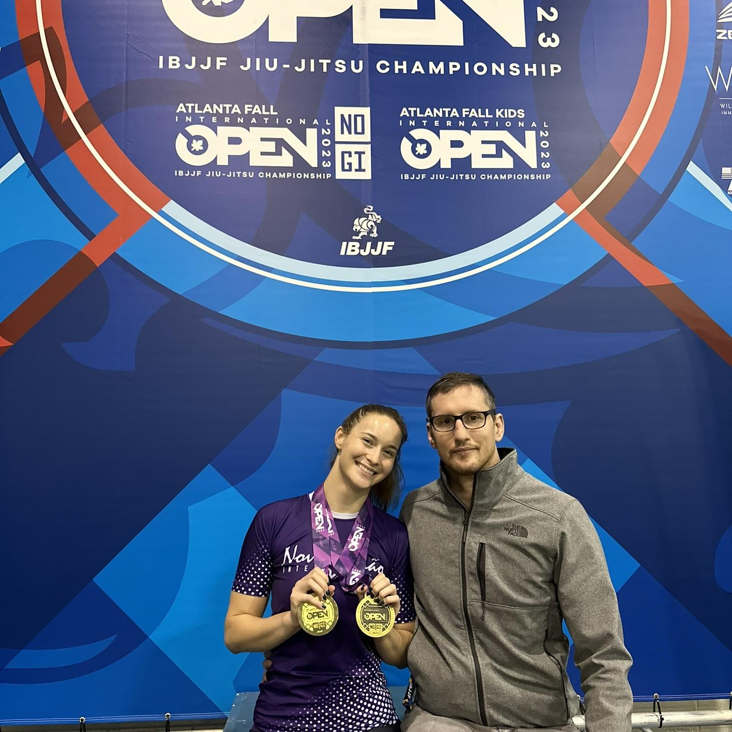 Julia's first Purple Belt competition with Vance as her coach.