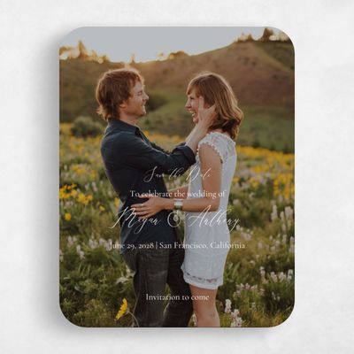 White Rounded Wedding Save the Date - Rieden Photo