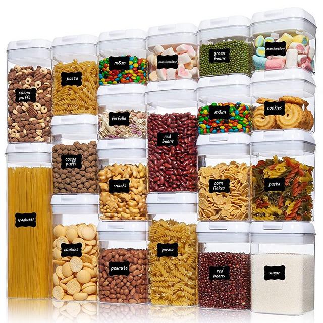 Airtight Food Storage Containers, Vtopmart 20 Pieces BPA Free Plastic Cereal Containers with Easy Lock Lids,for Kitchen Pantry Organization and Storage, Include 24 Labels