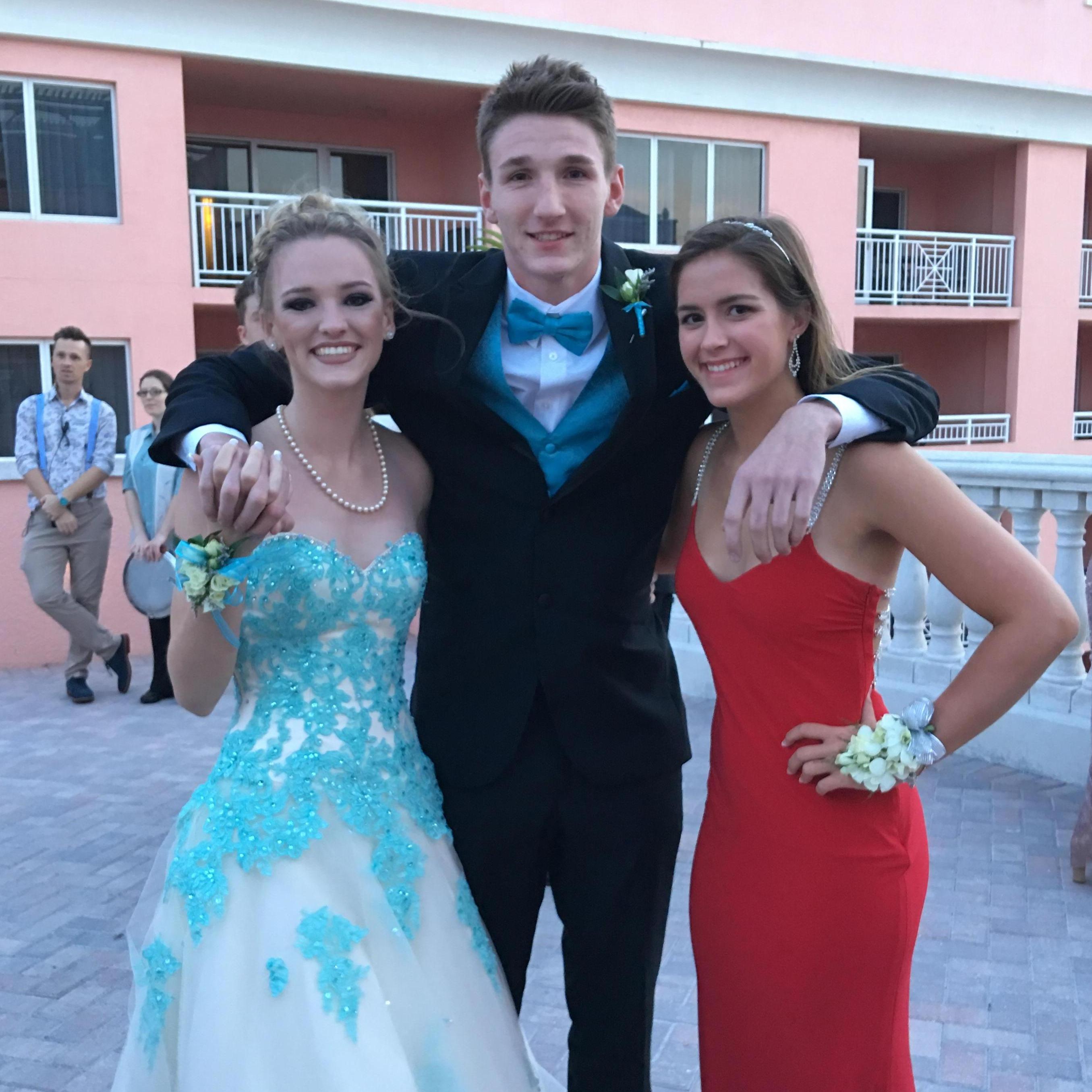 One of three proms together! Mercedes' Junior year, Trey's Senior year. Pictured with Reagan, one of our bridesmaids!