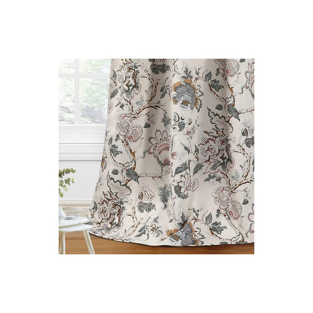 H.Versailtex Blackout Thermal Insulated Printed Classic Floral Grommet Curtains Floral in Sage and Brown 52"W x 84"L
