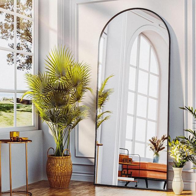 Full Length Mirror, 64"x21" Floor Mirror Freestanding, Floor Standing Mirror Full Body Mirror with Stand for Bedroom, Hanging Mounted Mirror for Living Room Cloakroom, Black