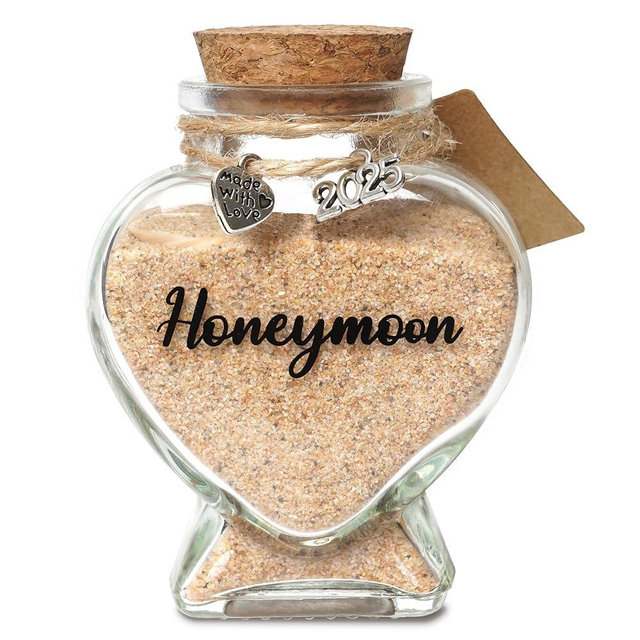 Honeymoon Sand Keepsake Jar 2025 – Bridal Shower Gifts, Personalized Wedding, Engagement & Honeymoon Essentials Travel Keepsake for Couples, Newlyweds, Mr and Mrs, Bride to Be