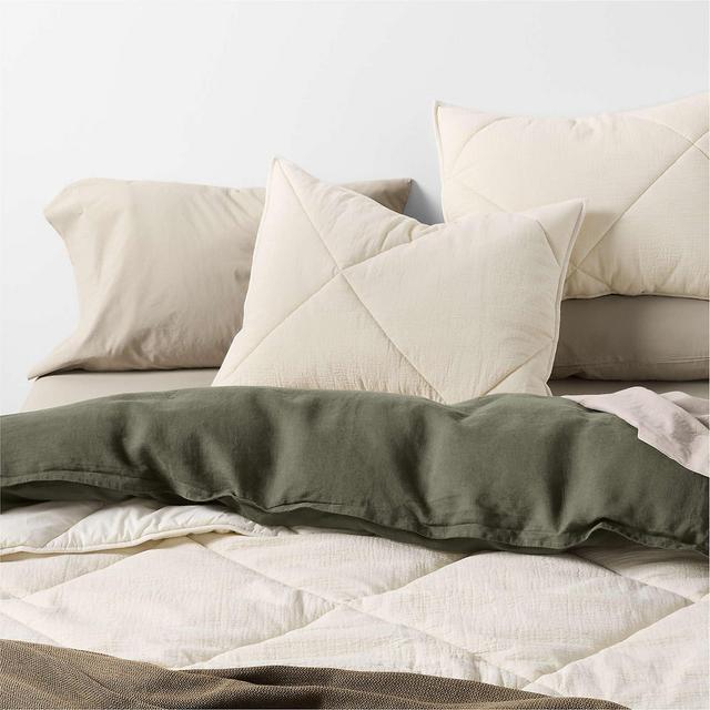 Aire Cotton Crinkle Matelasse Calm Beige Full/Queen Comforter