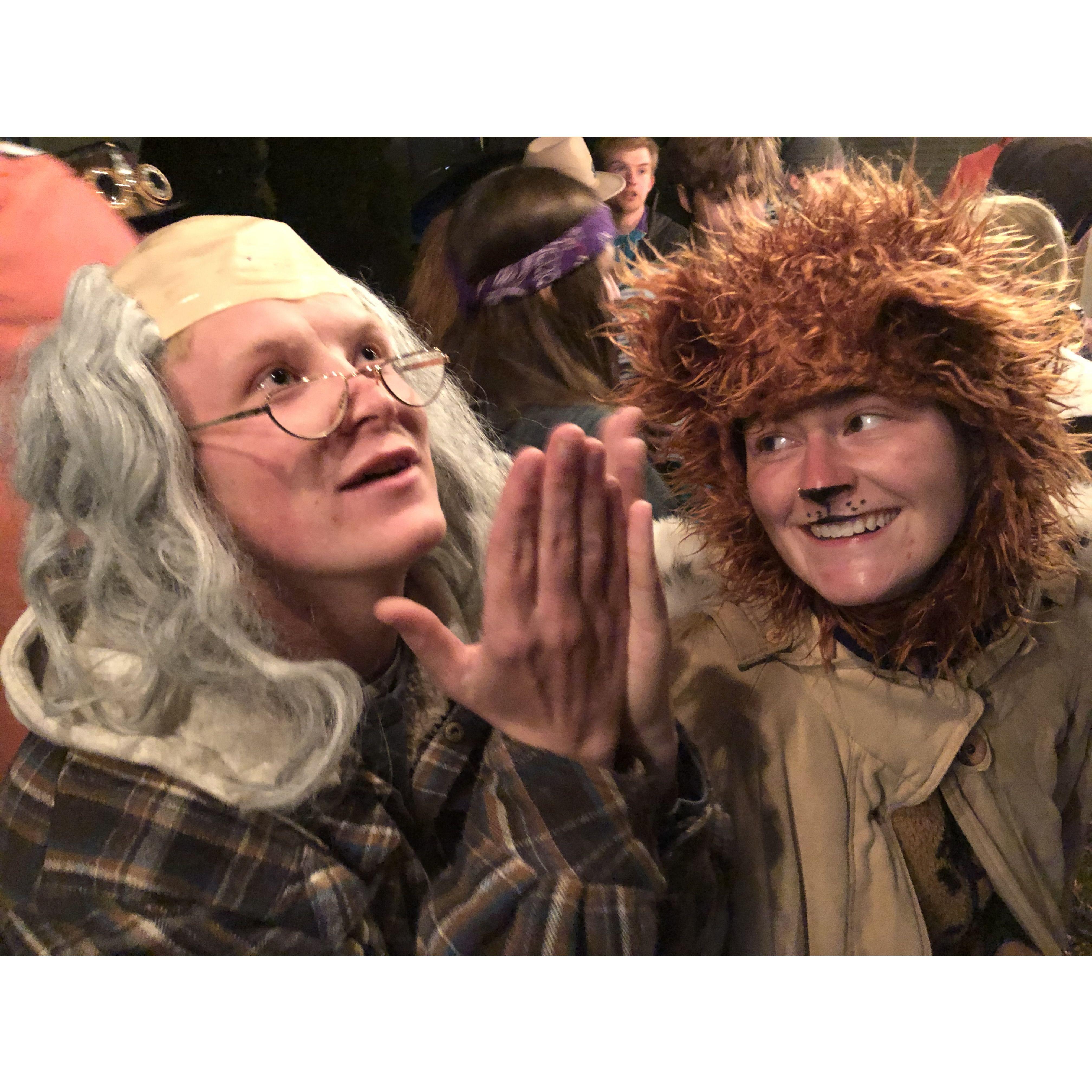 A bear and Benjamin Franklin, classic couples costume