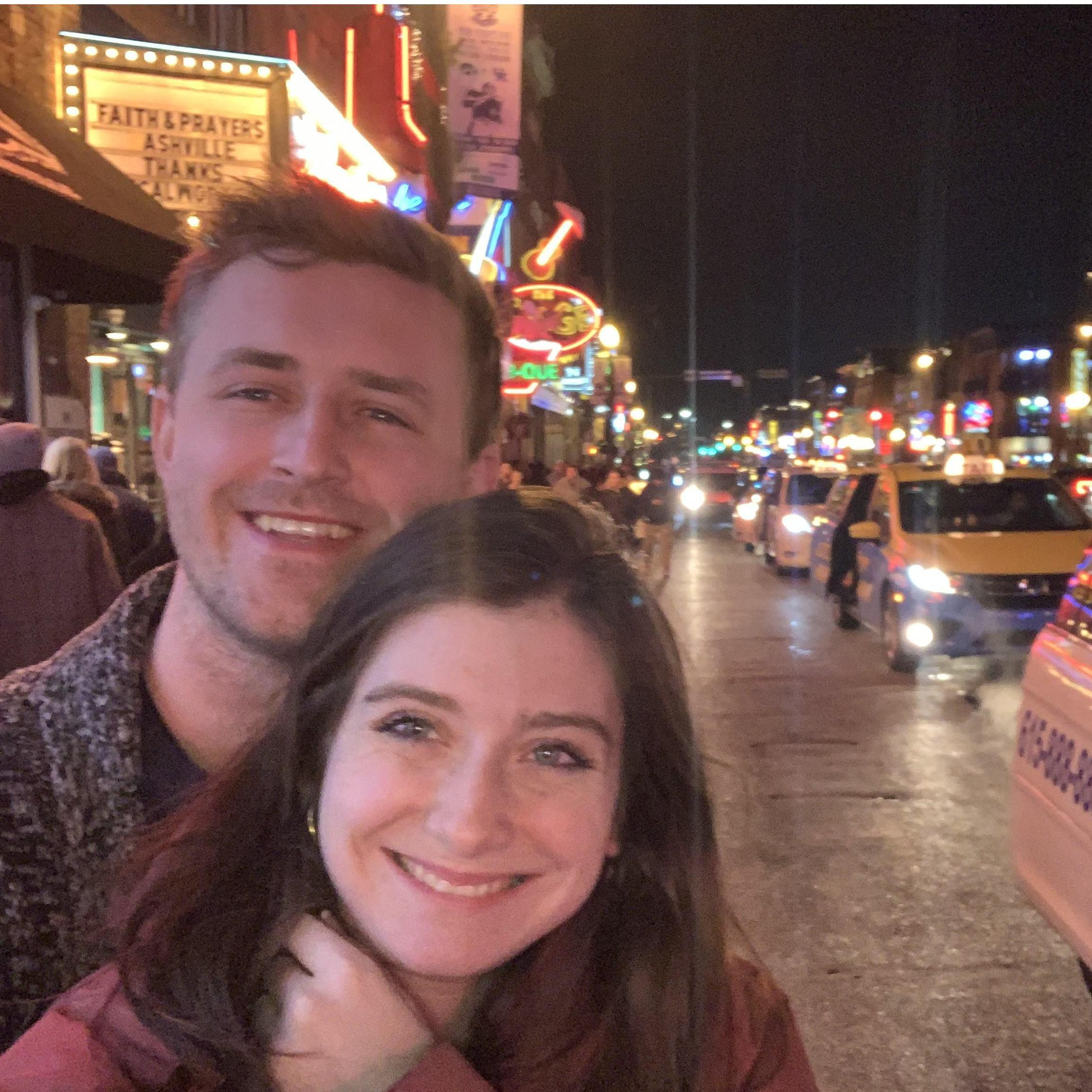 Emily and Joe on Broadway Street in Nashville at the end of 2022.