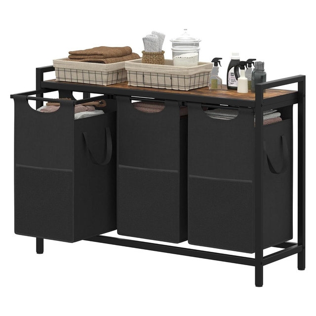 Heybly Laundry Hampers, 3 × 12.5 Gal Laundry Basket with Large Desktop Sorter for Laundry Room organization