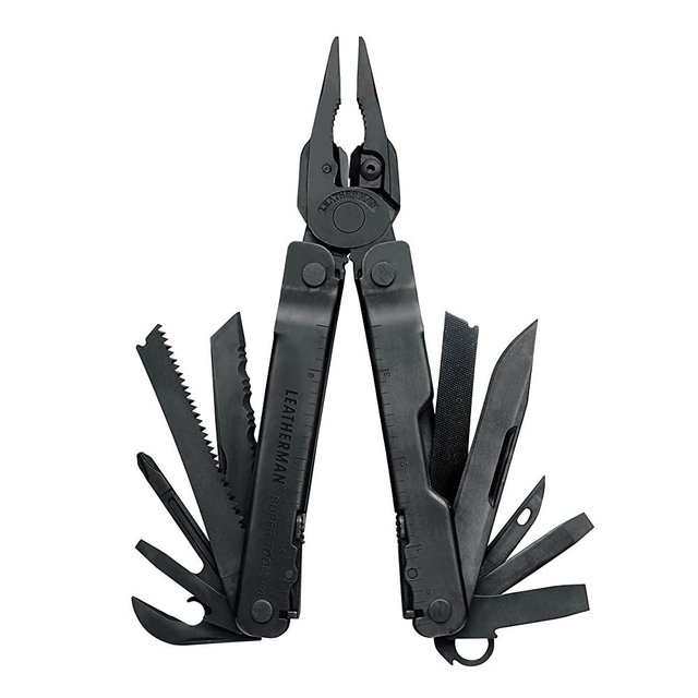 LEATHERMAN, Super Tool 300 Multitool with Premium Replaceable Wire Cutters and Saw, Black with MOLLE Sheath