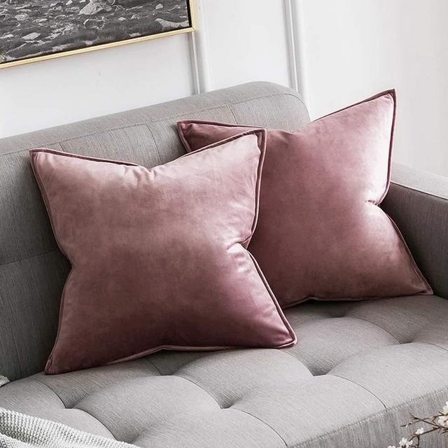 MIULEE Jam Velvet Throw Pillow Covers 18x18 Soft Decorative Solid Square Cushion Cases Pack of 2 Modern Luxury Home Decor for Couch, Sofa, Bedroom