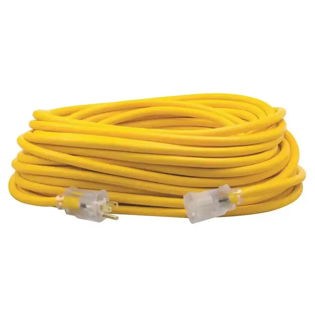 100 ft. 12/3 SJEOW Outdoor Heavy-Duty T-Prene Extension Cord with Power Light Plug