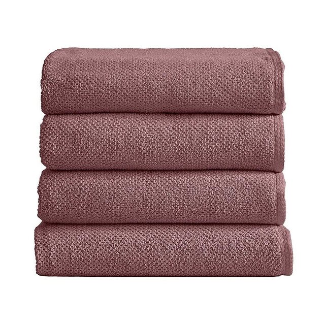 Great Bay Home 100% Cotton Quick-Dry Bath Towel Set (30 x 52 inches) Highly Absorbent, Textured Popcorn Weave Bath Towels. Acacia Collection (Set of 4, Desert Rose)