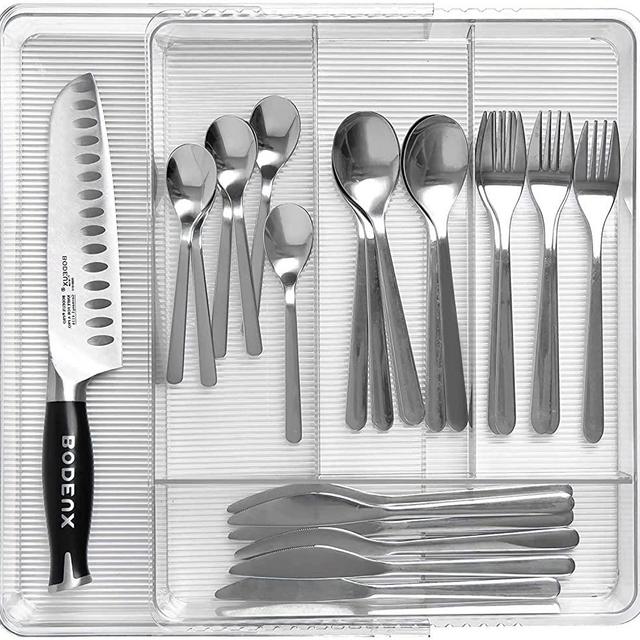 WEGAP Drawer Silverware Tray Organizer, Expandable Kitchen Cutlery Flatware Drawer Organizing, Serving Utensils, Multi-Purpose Storage for Kitchen, Office, Bathroom Supplies