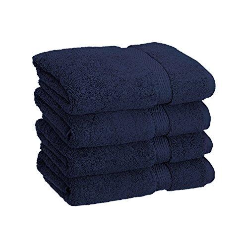 Superior 900 GSM Luxury Bathroom Hand Towels, Made Long-Staple Combed Cotton, Set of 4 Hotel & Spa Quality Hand Towels - Navy Blue, 20" x 30" Each