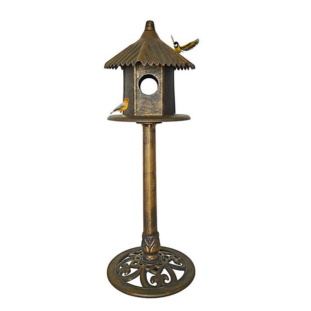Bird House for Outside Outdoor Patio Garden Yard Decorative Decor Free-Standing Classic Heights with Domed Roof and Pedestal Base