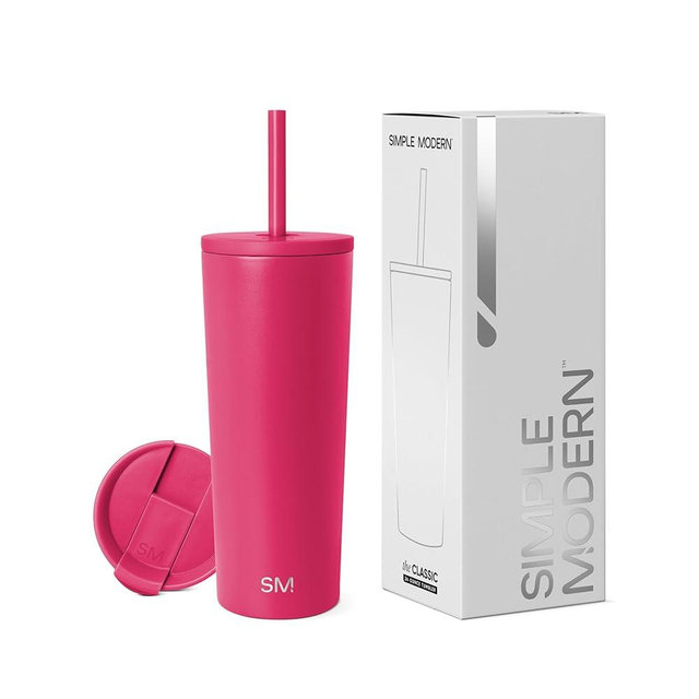 Simple Modern Insulated Tumbler with Lid and Straw | Iced Coffee Cup Reusable Stainless Steel Water Bottle Travel Mug | Gifts for Women Men Her Him | Classic Collection | 24oz | Berry Twist