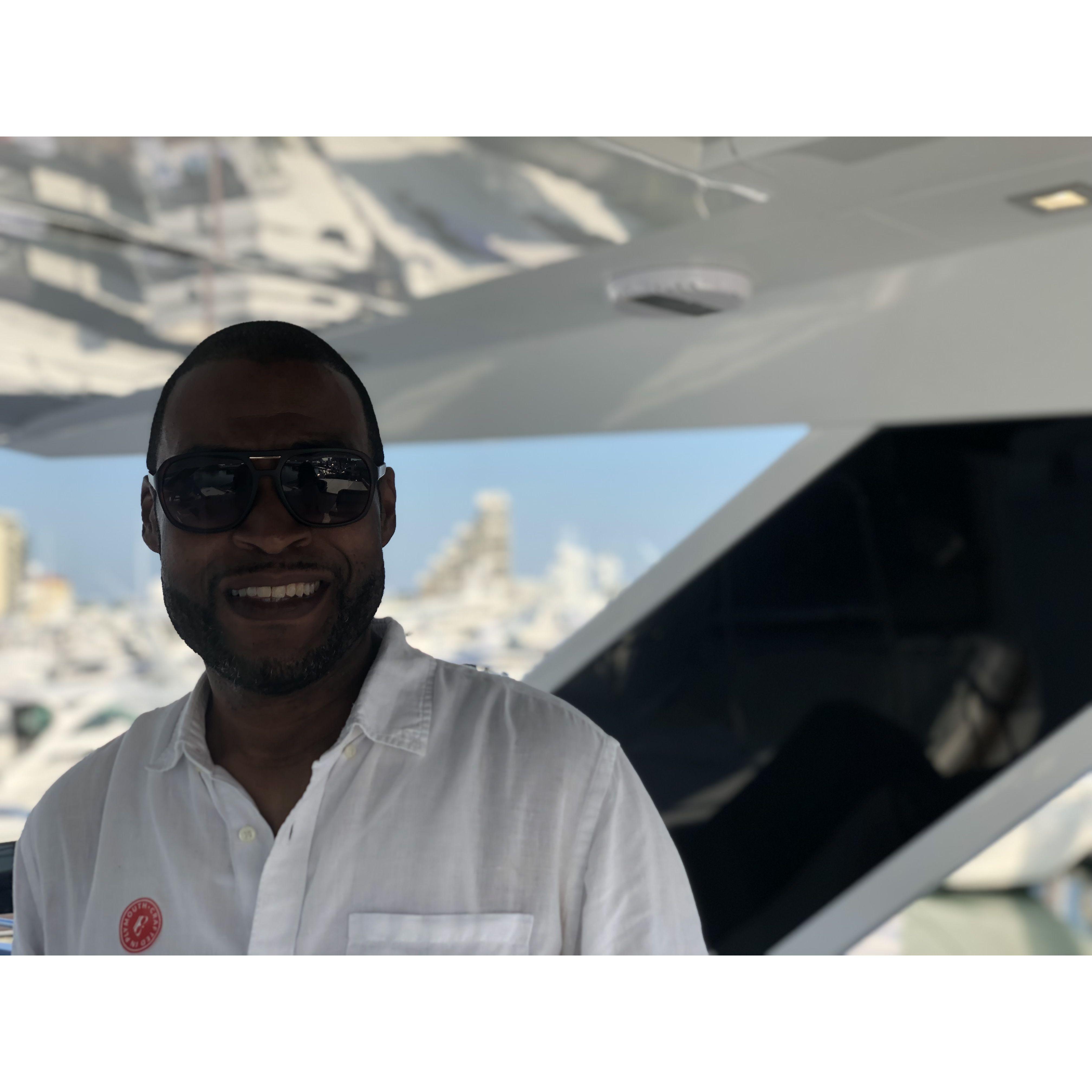 Having fun at the International Boat Show in Miami